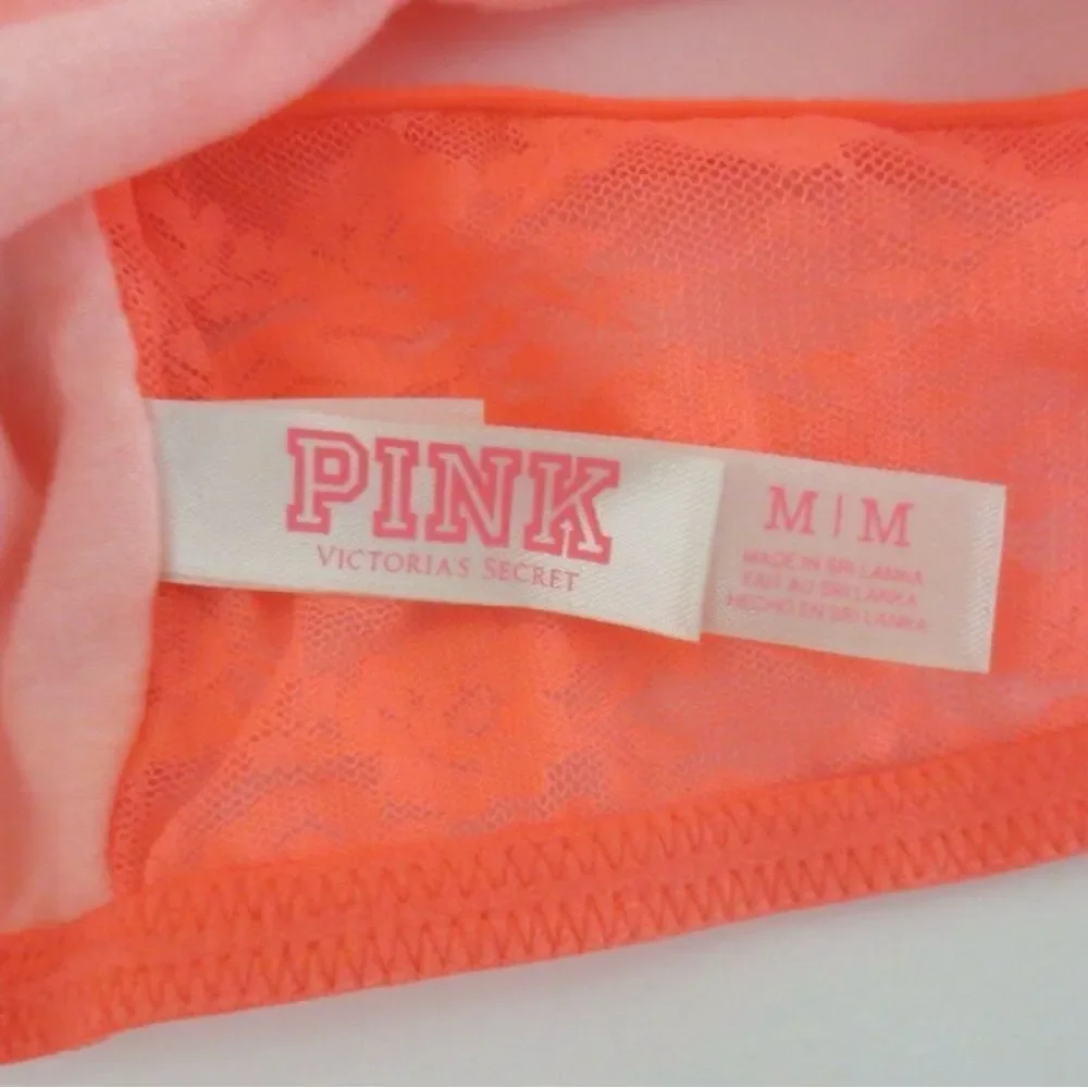 PINK Victoria’s Secret Neon Coral Lace Bandeau Bra
